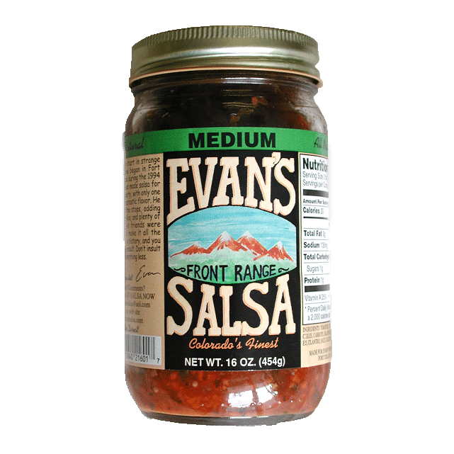 The label on the 16 oz. jar of Evan's Salsa was produced by Columbine Label Company Inc.