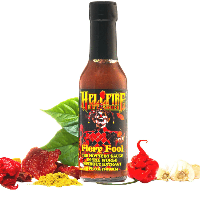 Hellfire Hot Sauce showcasing its custom label.
