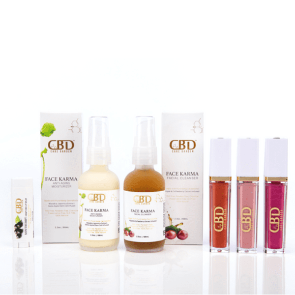 A variety of CBD cosmetic products with authentic labels.