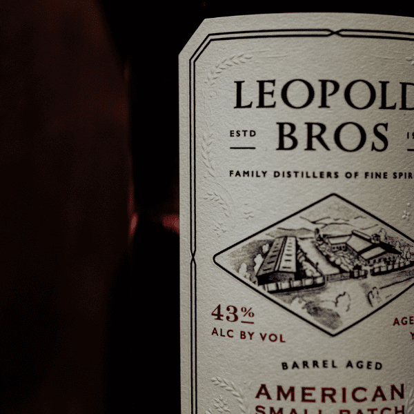 Leopold Bros American Whiskey vintage label made by Columbine Label.