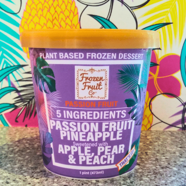 One pint container of Plant Based Frozen Dessert with an attractive custom label.