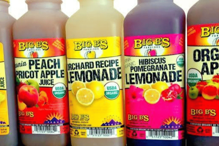 big b's plastic bottle juice labels