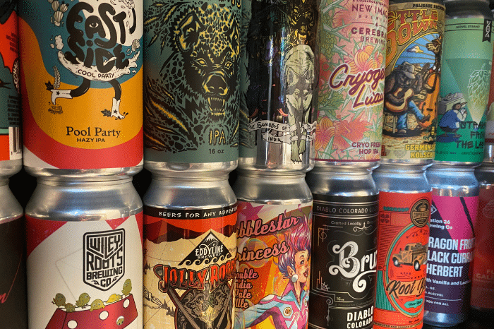 A variety of 16 OZ craft beer labels professionally made by Columbine Label Company.