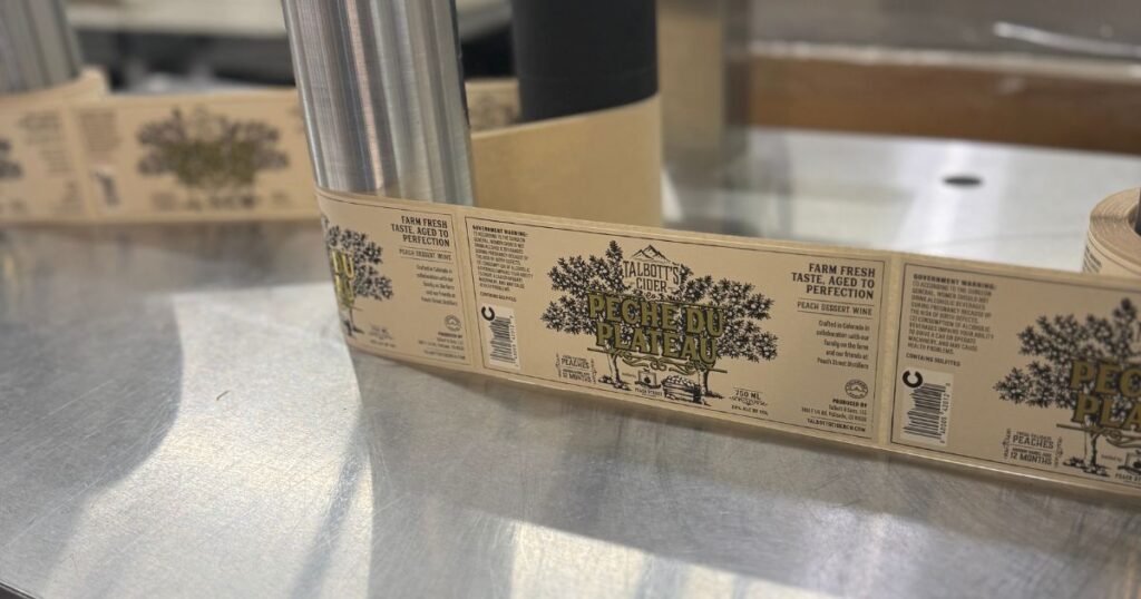 One step in the label printing process for specialty liquor labels